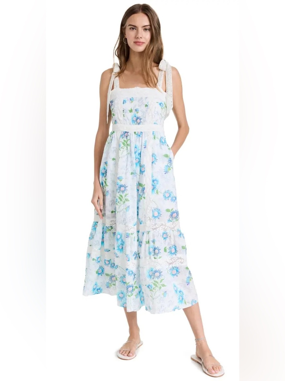 LoveShackFancy Floral Print Long Dress